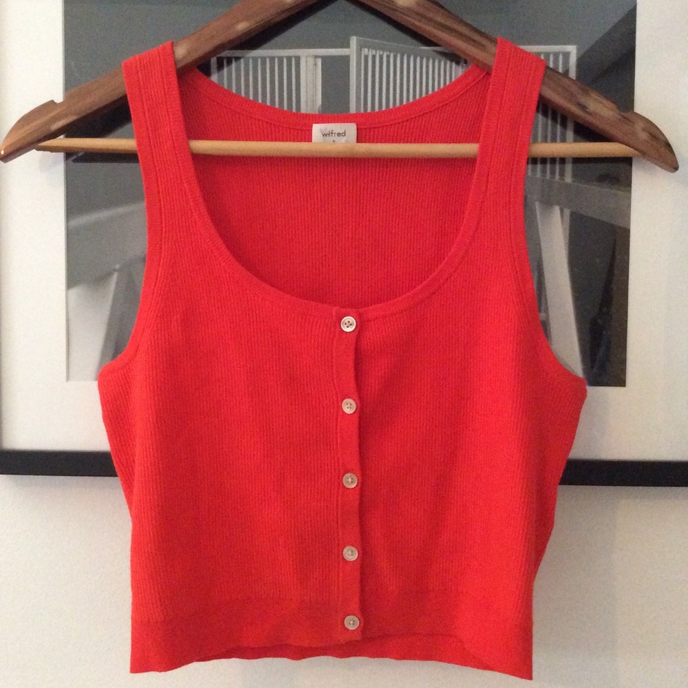 Wilfred Free ribbed button front crop tank